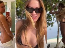 Taylor Mega mezza nuda alle Maldive