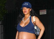 Rihanna, cena d’amore con il pancione scoperto